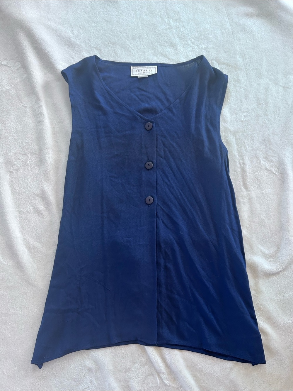 Vintage 90s Navy Flowy Sleeveless Button-Front Tunic